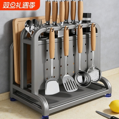 2025新款不锈钢厨房刀架置物架多功能菜板刀具筷子笼一体收纳放置