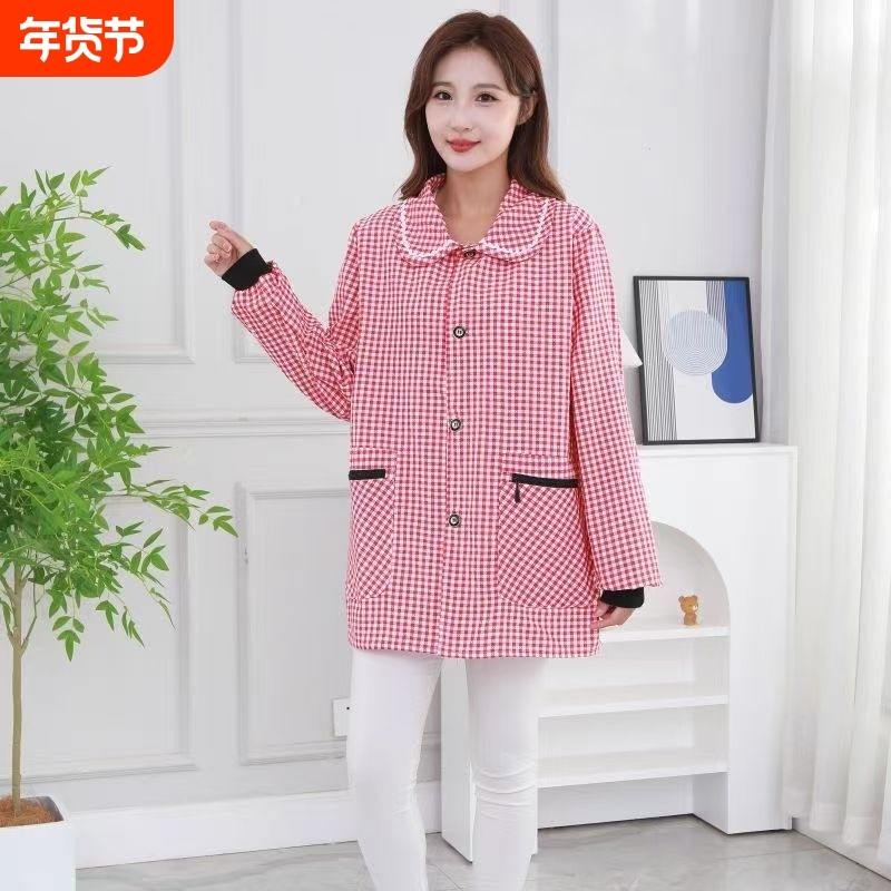 罩衣女外穿工作服娃娃领开衫罩衣劳保外套舒适透气正穿衣防脏围裙,家庭/个人清洁工具,围裙,淘宝优惠券,粉丝福利购,淘宝优惠卷