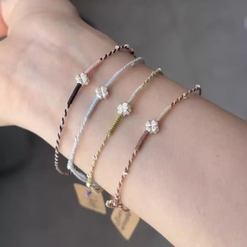 手工四叶草编织手绳新款小众幸运手链精致情侣幸运星闺蜜简约礼物