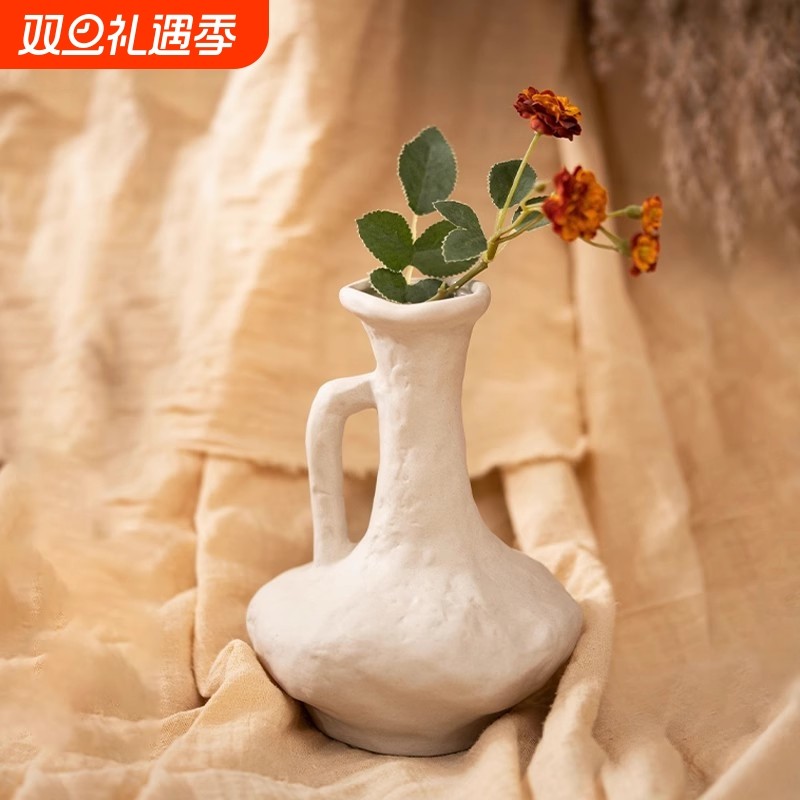 景德镇传统手工艺品餐桌茶几摆件茶壶陶瓷花瓶粗陶创意花器装饰品