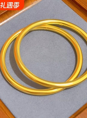 无缝焊接精工莲花手镯古法实心素圈精品传承高级女戒指圈口亮面