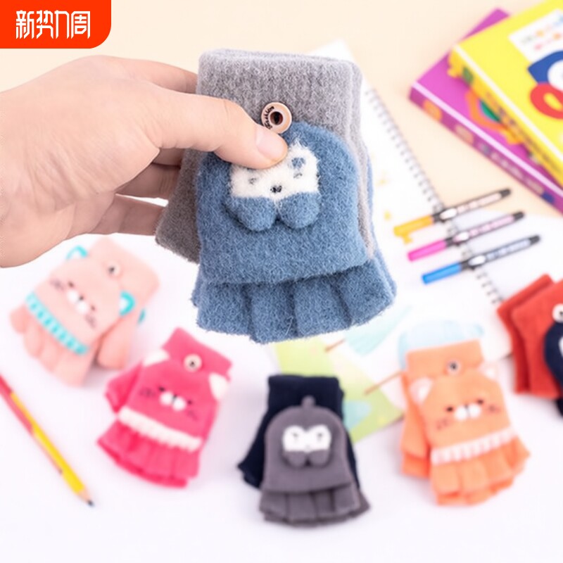 儿童手套冬季女孩宝宝小孩小学生五指新款可爱保暖女童手套秋冬款