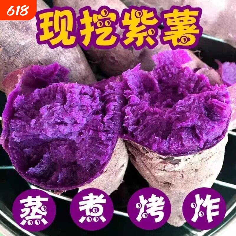 广东湛江新鲜现挖紫罗兰沙地紫薯软糯香甜农家自种蜜薯山芋烟薯