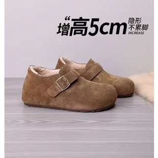 厚底内增高加绒全包勃肯鞋女2025冬季新款博肯豆豆棉鞋雪地靴单鞋