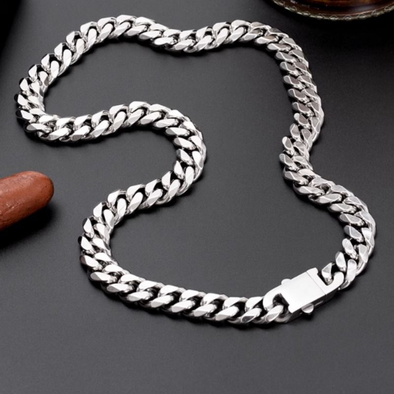 嘻哈欧美高街美式钛钢项链立体切割古巴链时尚男生百搭配饰素款