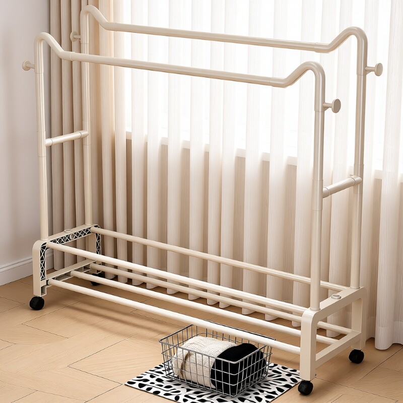 晾衣架落地加粗衣帽架阳台挂衣杆晒衣服架子衣服收纳架卧室温馨