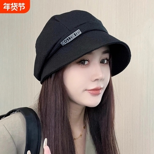 春夏新款三帽合一百搭鸭舌帽子女大头围渔夫帽褶皱堆堆显脸小盆帽