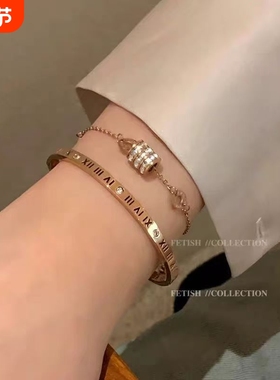 富家千金金色小蛮腰手链女2025新款轻奢小众精致双层叠戴手镯手饰