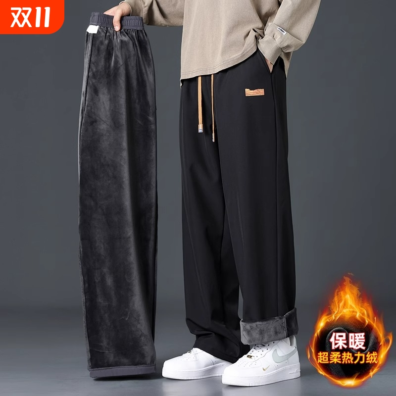 加绒加厚裤子男士秋冬季2025新款保暖抓绒卫裤春秋款运动休闲长裤