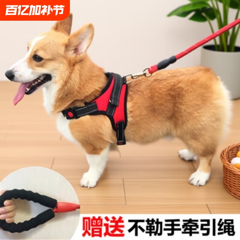 狗背带牵引绳背心式胸背带中型犬遛狗拉布拉多大型犬柯基小型犬