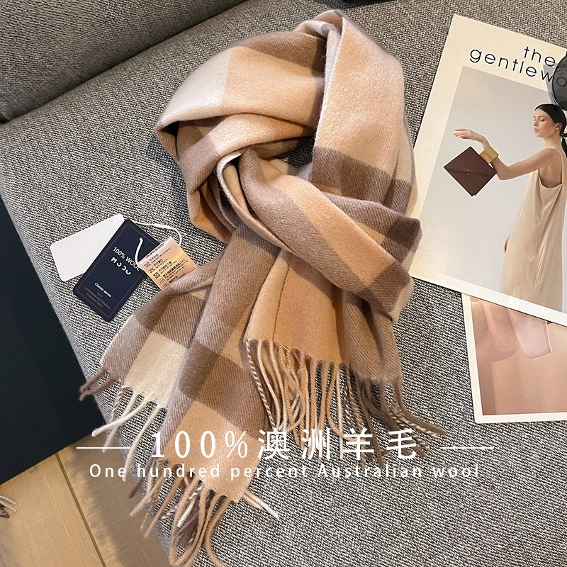 100%羊毛围巾女冬2025保暖高级感围脖男情侣生日礼物礼盒轻奢