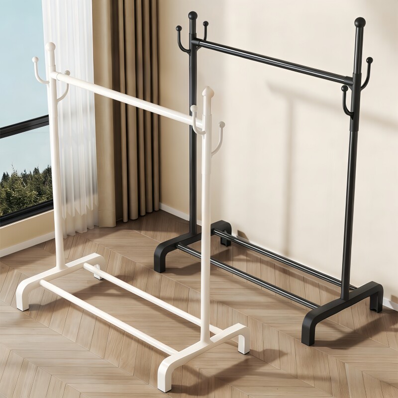 挂衣架落地家用卧室多功能简易收纳衣帽架阳台双杆晾衣架子置物