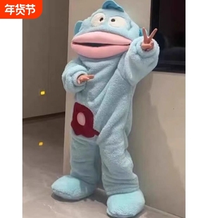 丑鱼连体睡衣2025新款秋冬季儿童可爱搞怪加厚保暖睡袍男女家居服