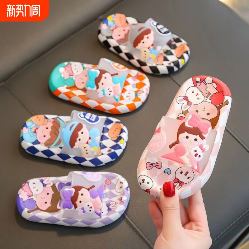 儿童拖鞋夏宝宝男童女童浴室防滑软底凉拖鞋卡通可爱室内外一字拖