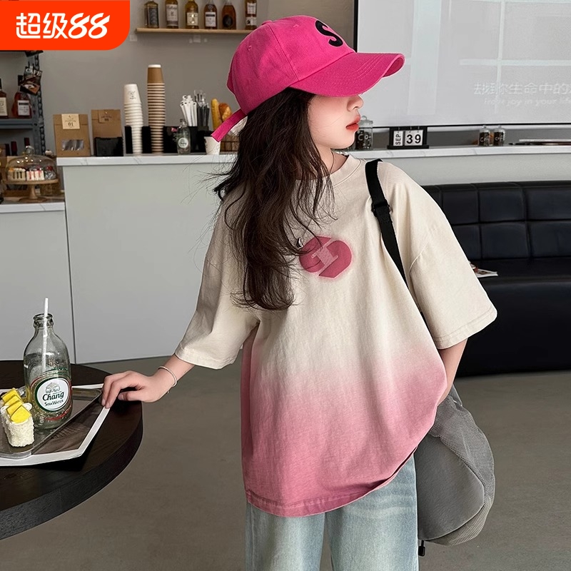 女童短袖T恤夏装2025新款儿童夏季纯棉上衣女大童女孩半袖体恤衫