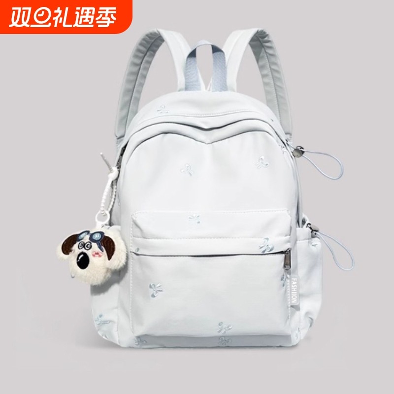 金玉鸟高颜值刺绣可爱书包初中女高中生大学生蝴蝶结背包女双肩包