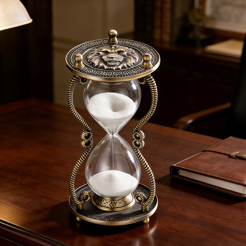轻奢锌合金沙漏计时器30分钟欧式创意金属家居客厅桌面摆件自装沙