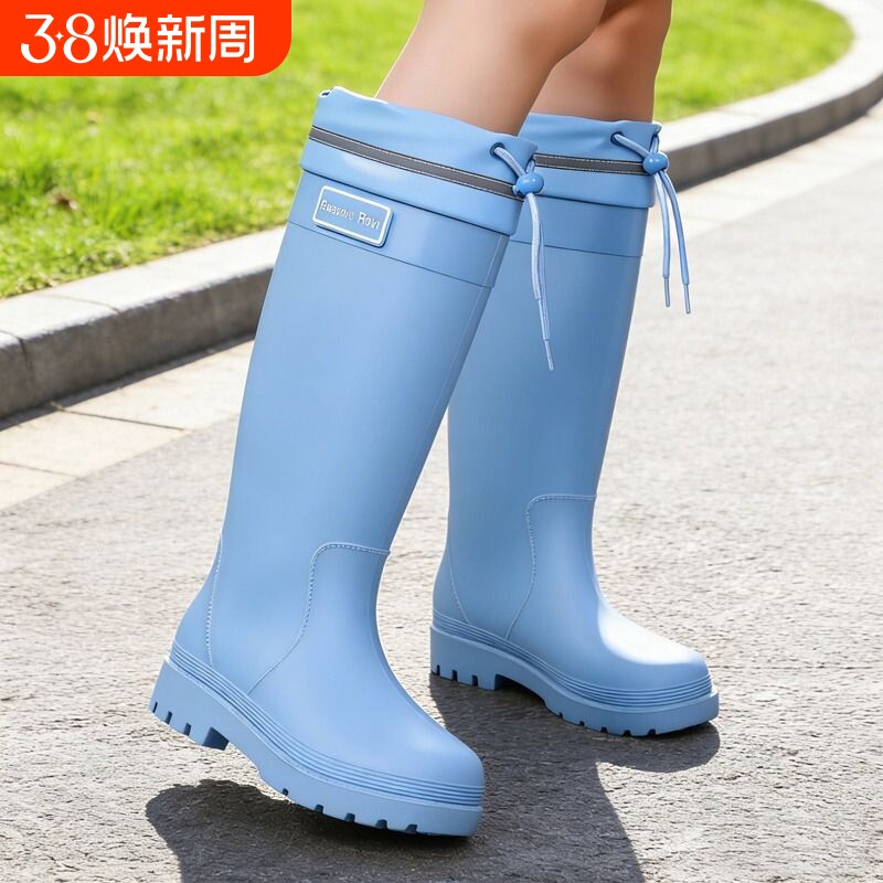 特高筒雨鞋女款水鞋时尚外穿防水加绒保暖成人雨林徒步防滑胶雨靴