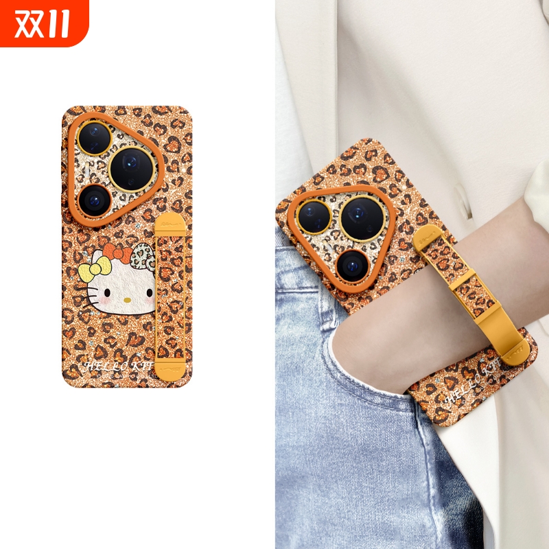 适用华为手机壳硅胶豹纹凯蒂猫