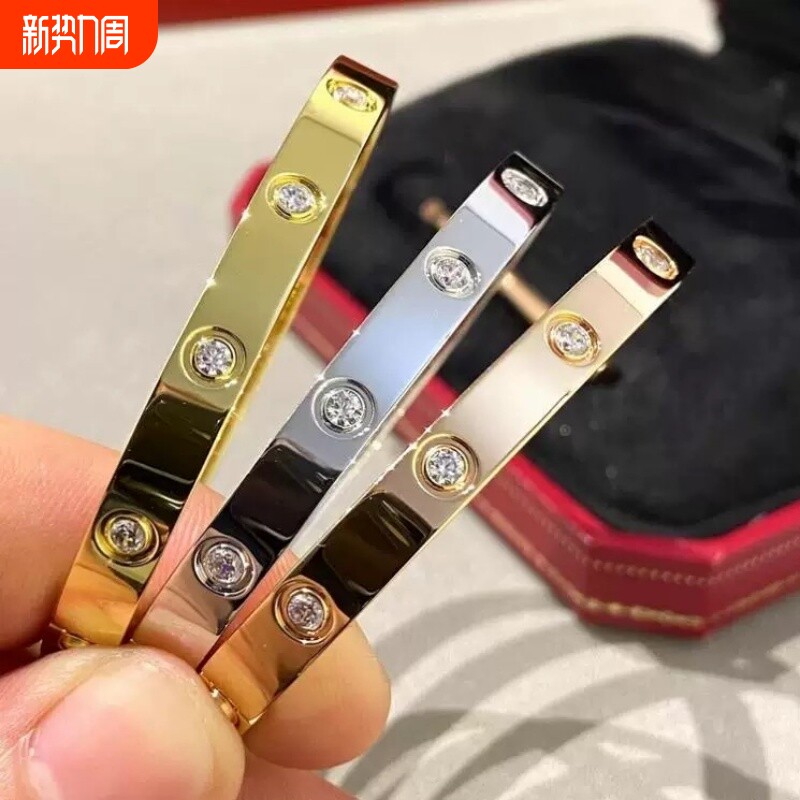 轻奢高级感love宽手镯镀18k男女螺丝刀玫瑰金钉子手环黄金满天