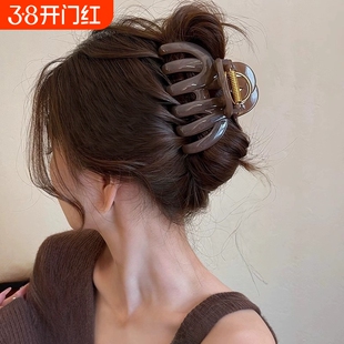 简约百搭南瓜抓夹大号发量大鲨鱼夹发夹女2025新款高端后脑勺夹子
