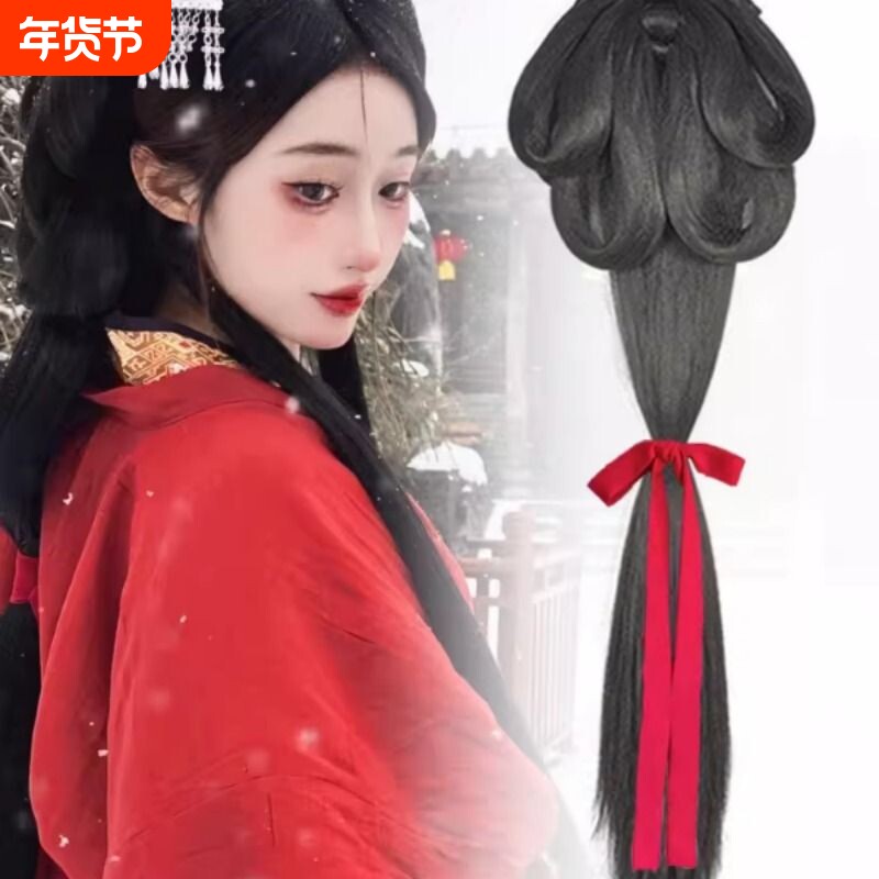 汉服头饰战国袍古装假发一体式魏晋风盘发发髻古风造型发饰垫发包
