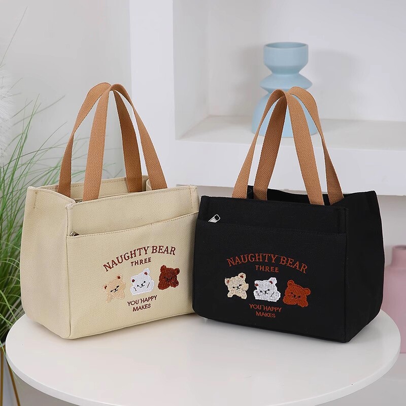 饭盒手提袋2025包包女士手拎包便当包帆布包手提包好上班防水通勤