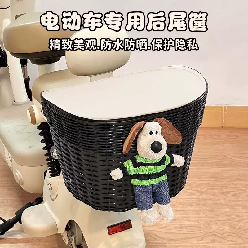 电瓶车后置车筐篓大容量可爱卡通电动摩托车后尾挂篮防水置物神器