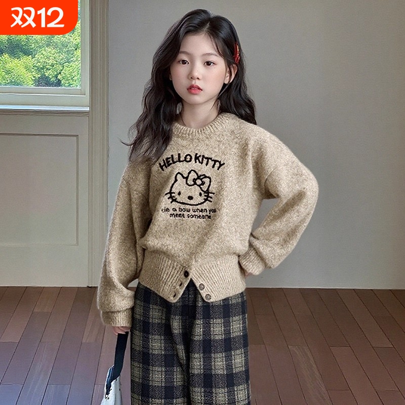 女童毛衣秋冬款2025儿童加厚针织衫上衣女孩冬季打底衫毛线衣卡通