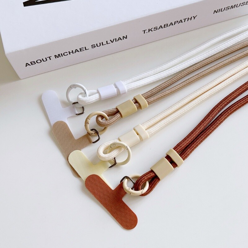 可调节手机挂绳斜跨侧背可背式带加长挂脖挂肩吊绳宽高端带固定贴片卡片手机壳斜挎挂绳焦糖色结实防丢户外