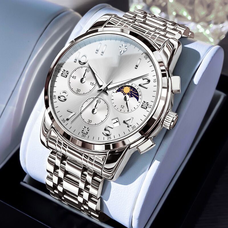 手表男款机械风全自动防水高级感男表数字双日历腕表男新款夜光