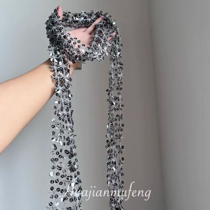 超吸睛~银色亮片编织镂空围巾项链女时髦小众设计丝巾围脖配饰潮,饰品/流行首饰/时尚饰品新,项链,淘宝优惠券,粉丝福利购,淘宝优惠卷