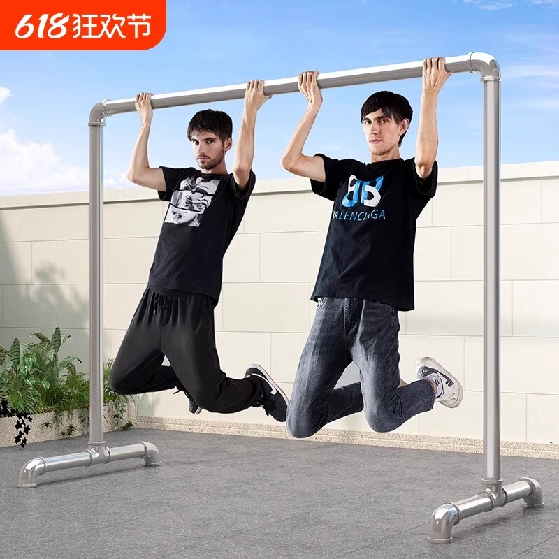 加厚凉衣架晾阳台衣杆家用落地卧室挂衣服简易水管晾衣架室内钢管图片