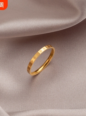 钛钢满圈素圈戒指爱心金色小众设计感时尚个性指环送礼物好货小指