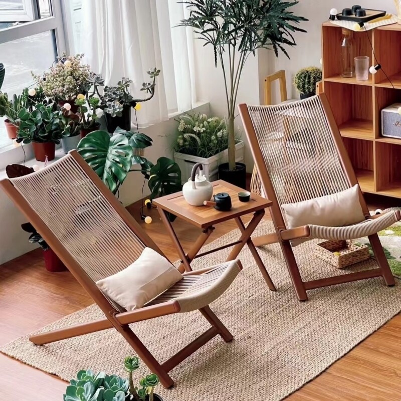 休闲躺椅组合露天防晒藤椅庭院椅网红椅阳台户外折叠藤编防水遮阳