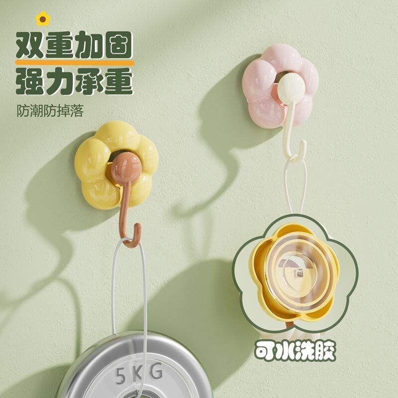 花朵吸盘挂钩免打孔强力承重家用浴室卫生间门后吊钩真空无痕粘钩