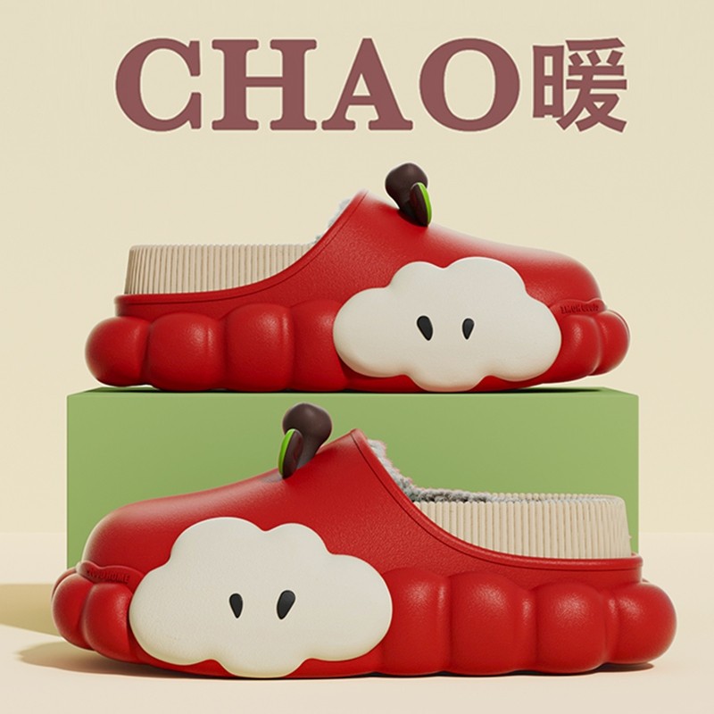 苹果拖鞋女款夏季卡通可爱2025新款防滑家居软底防臭浴室凉拖红色