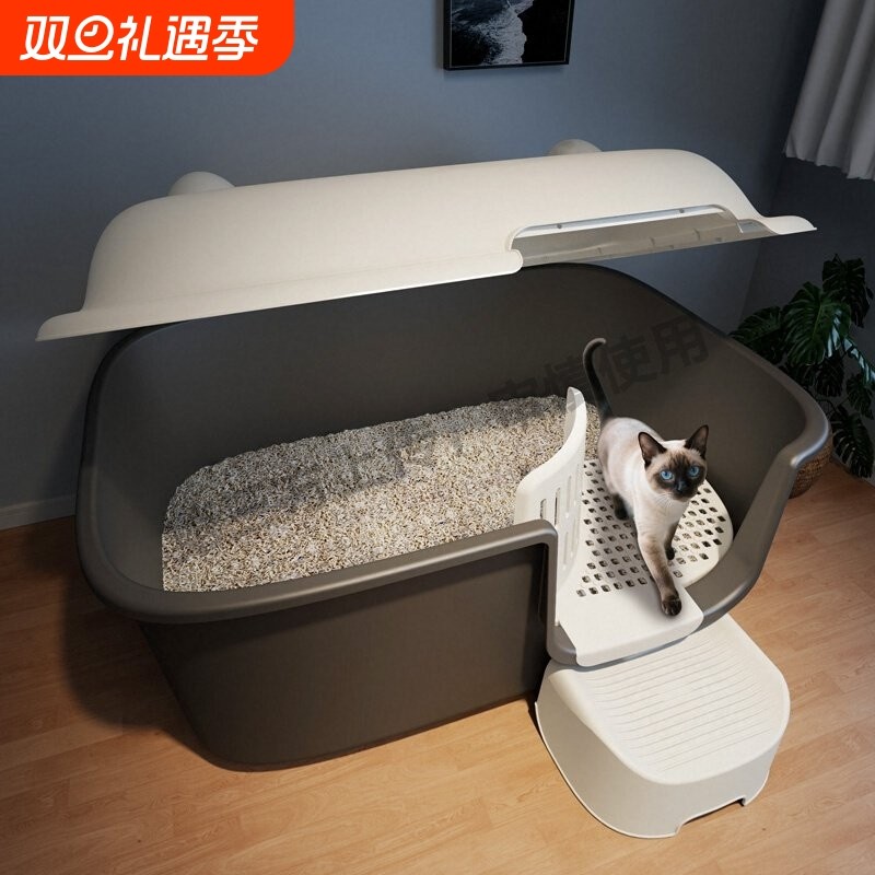 70cm超大号缅因猫砂盆走廊式防外溅厕所特大号布偶专用新型猫屎盆