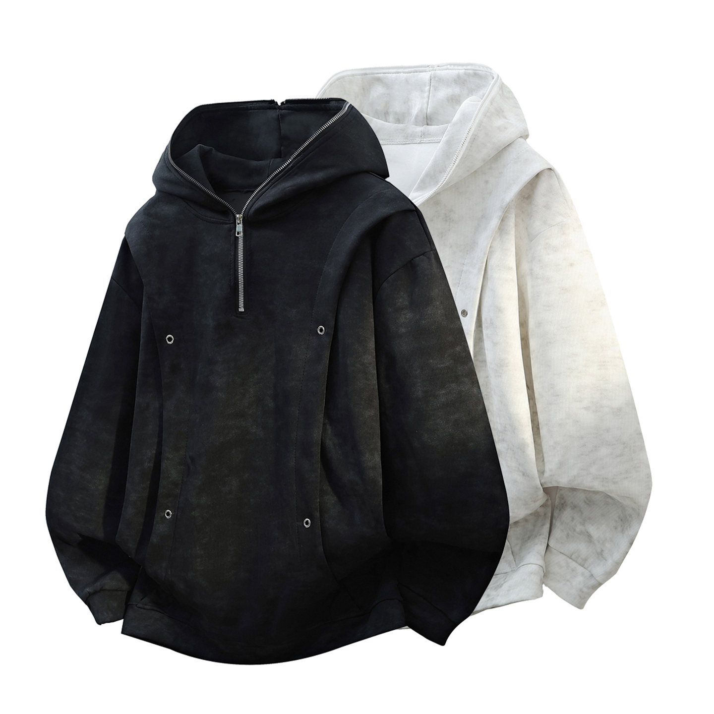 扎染设计感连帽卫衣男春秋季宽松加大码胖人宽松运动痞帅