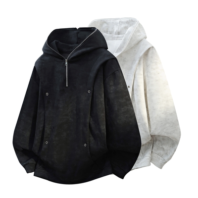 扎染设计感连帽卫衣男春秋季宽松加大码胖人运动痞帅加绒休闲