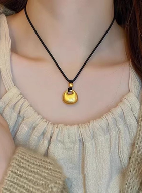 小金坨吊坠金古法黄金色项链女转运珠小胖福吊坠平安锁送女友礼物