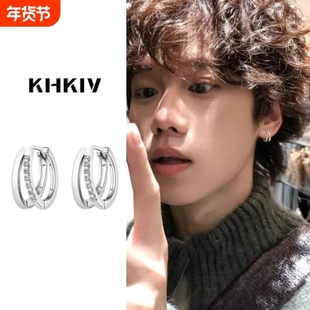 耳环男士小众独特设计感个性双环耳扣约百搭新款耳钉男耳饰耳圈