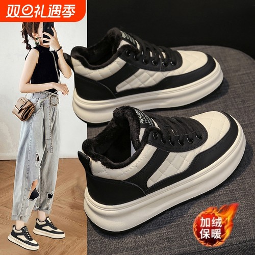 白鹿同款高帮加绒小白鞋女2025新款冬季爆款保暖二棉鞋回力运动鞋