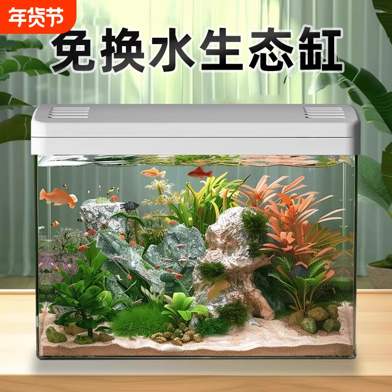 鱼缸客厅家用2025新款过滤制氧一体专业造景金鱼斗鱼小型生态缸
