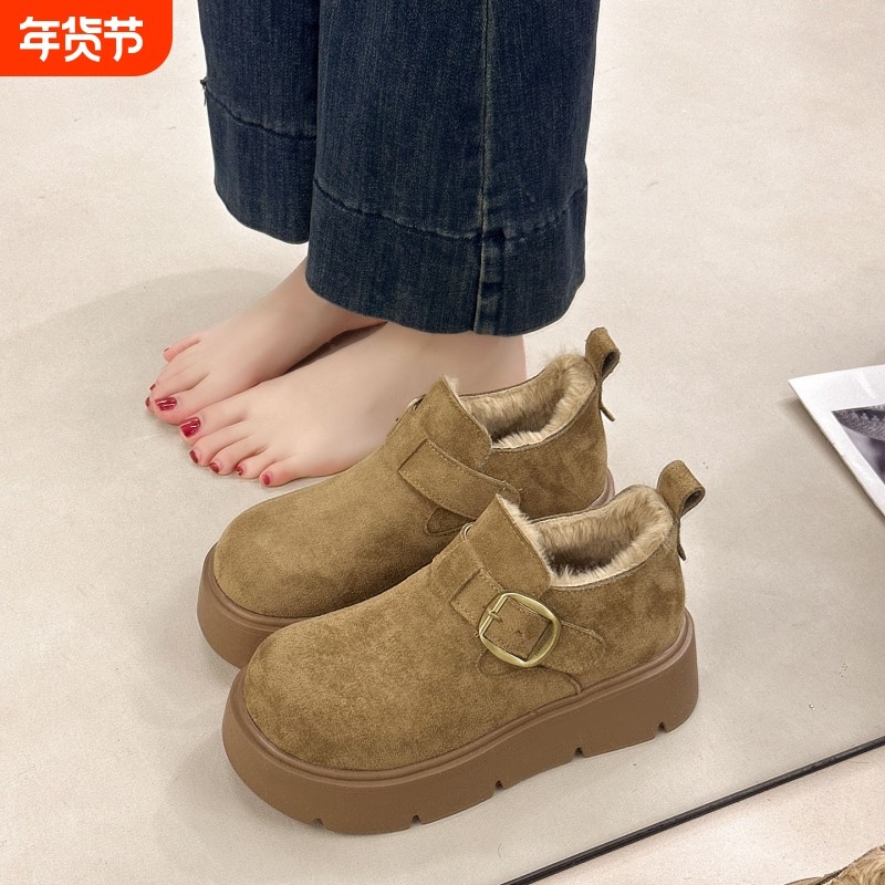 厚底增高全包加绒勃肯鞋女2025冬季新款复古一脚蹬棉鞋保暖雪地靴,女鞋,时尚雪地靴,淘宝优惠券,粉丝福利购,淘宝优惠卷