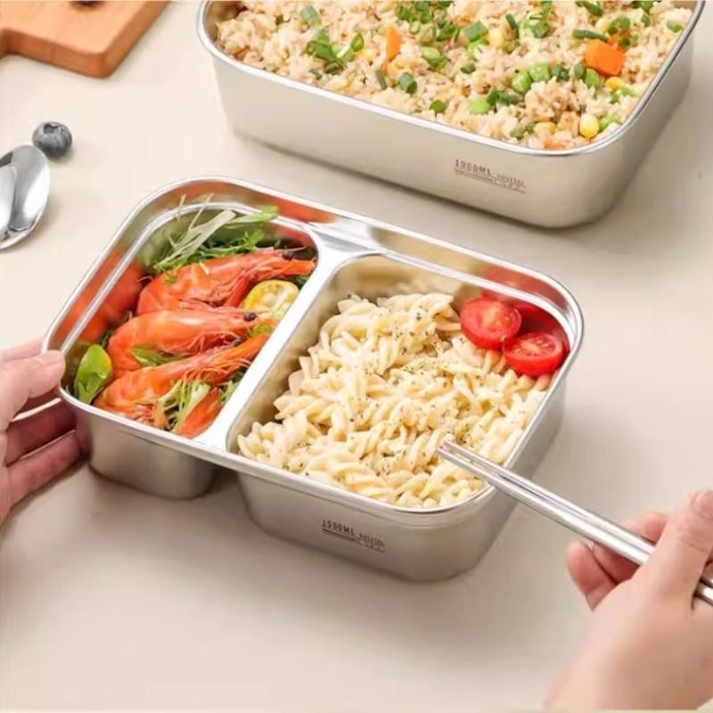 食品级密封保鲜盒304不锈钢饭盒午餐盒大容量可微波炉加热便当盒