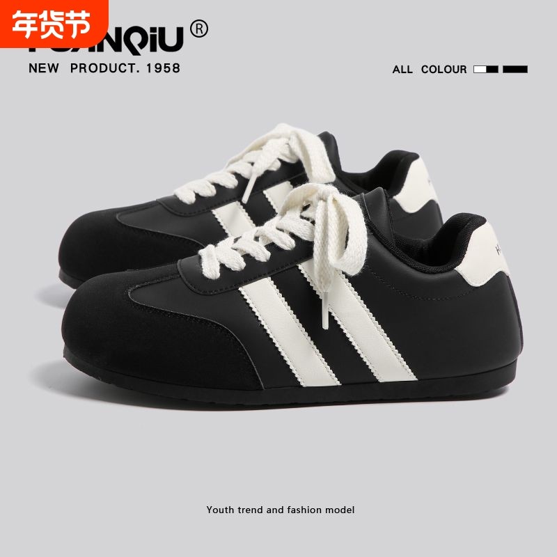 环球简约黑色板鞋男2026春秋新款时尚百搭鞋校园轻便休闲平底鞋,流行男鞋,德训鞋,淘宝优惠券,粉丝福利购,淘宝优惠卷