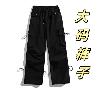 潮牌機能寬松長褲 美式 加厚沖鋒褲 春夏秋冬防水大碼 褲 子黑色工裝