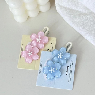 果冻粉色樱花发夹高颜值甜美高级感少女刘海侧边发卡饰品发饰批发