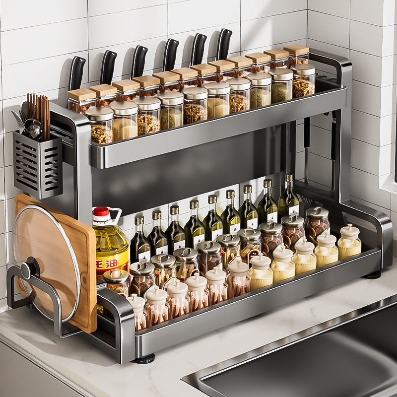 不锈钢厨房调料品置物架收纳盒